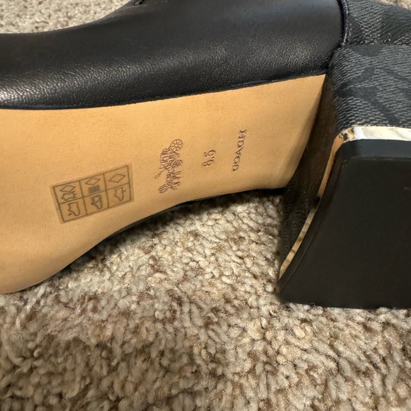 Coach Leather Nala bootie, leather and Signature coated canvas Block heel black - Picture 4 of 11